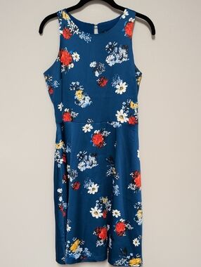 Banana Republic Blue Floral Sleeveless Midi Dress